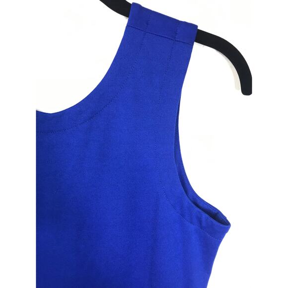 Amanda Uprichard Womens L Royal Blue Front Slit Knit Dress Stretchy Cocktail - Picture 3 of 7